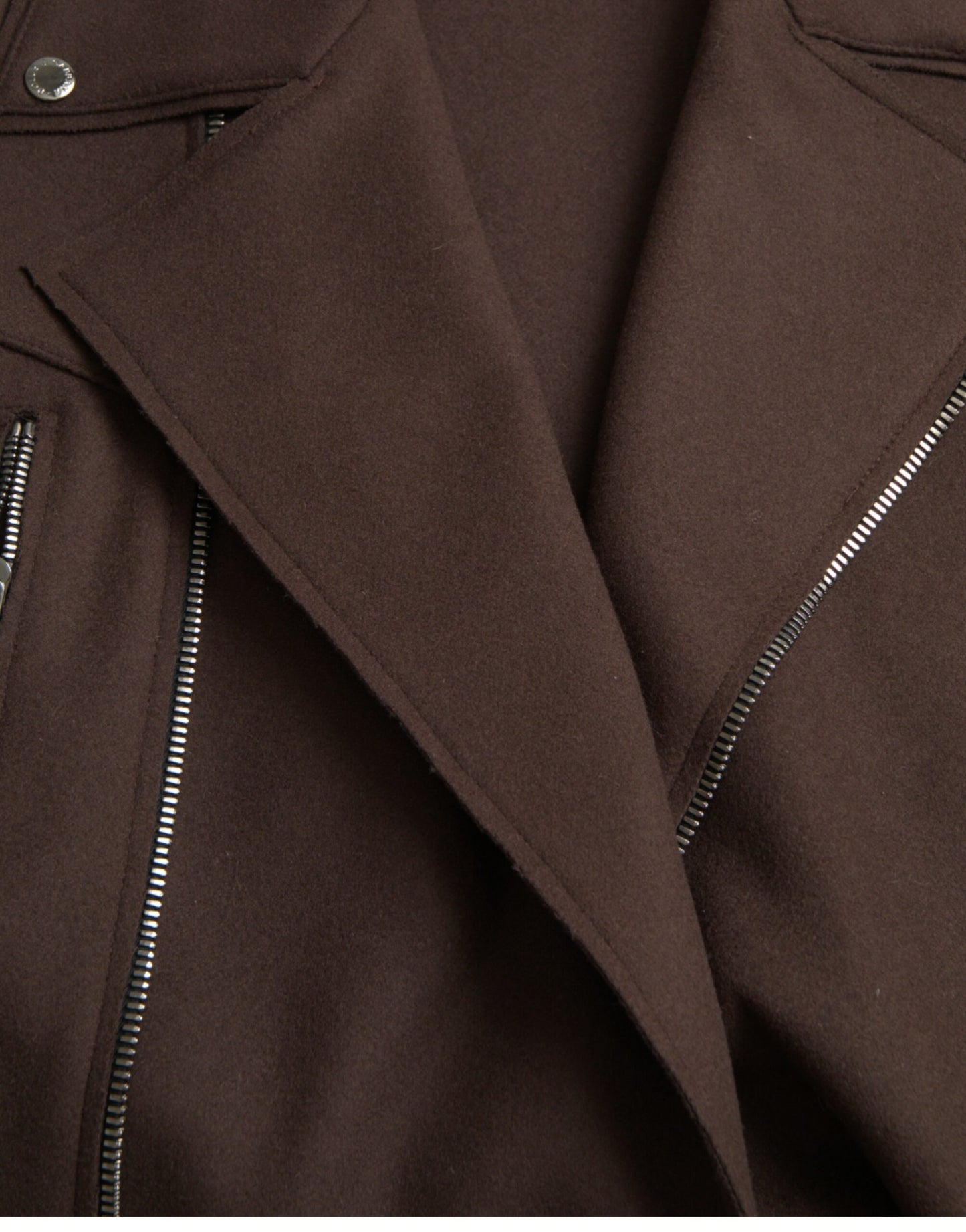 Dolce & Gabbana Women's Brown Coat Short Biker Wool Jacket