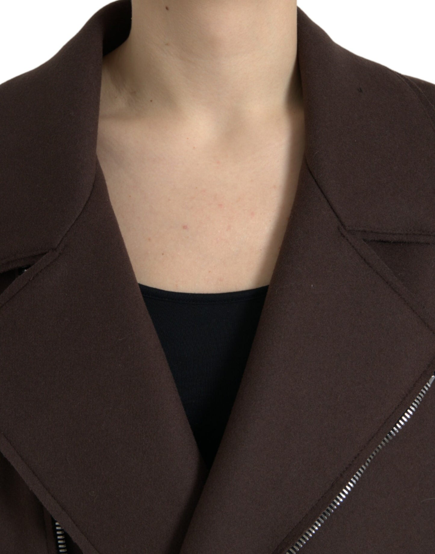 Dolce & Gabbana Women's Brown Coat Short Biker Wool Jacket