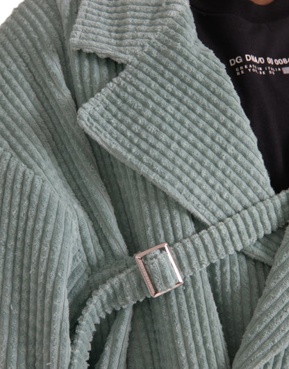 Dolce & Gabbana Men's Blue Double Breasted Corduroy Cotton Jacket