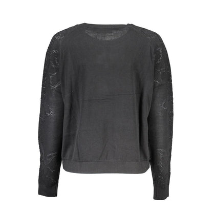 Black Cotton Crewneck Sweater