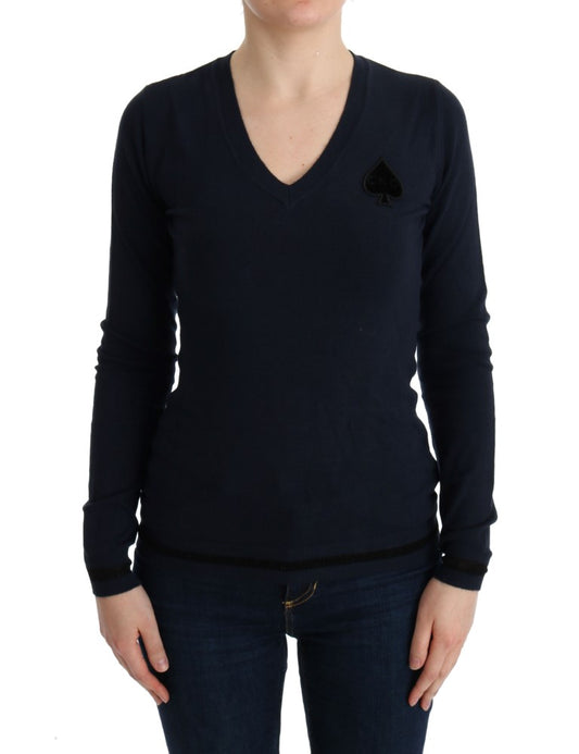 Costume National Women's Blue V-neck Viscose Sweater