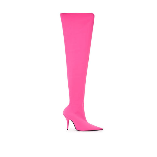 Elegant Pink Polyester Boots for Sophisticated Style