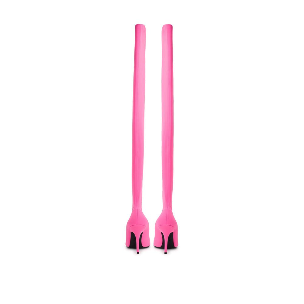 Elegant Pink Polyester Boots for Sophisticated Style