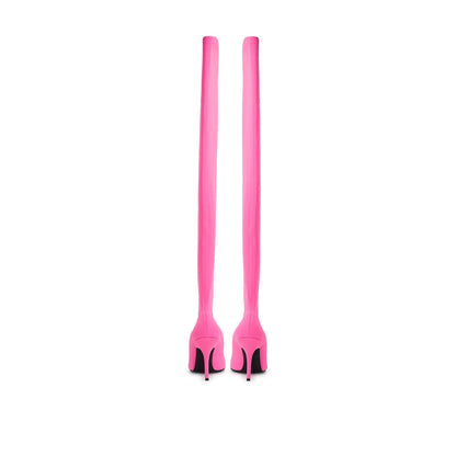 Elegant Pink Polyester Boots for Sophisticated Style