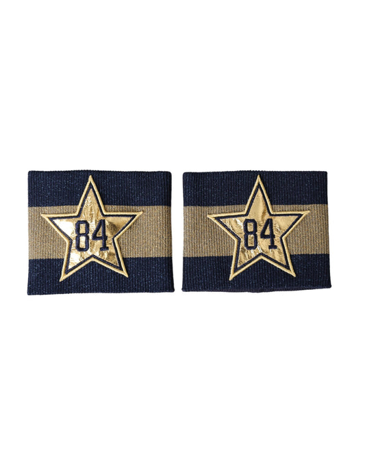 Dolce & Gabbana Star Polyester Film Fiber Viscose & Silk Wristband - Black Gold Patterned