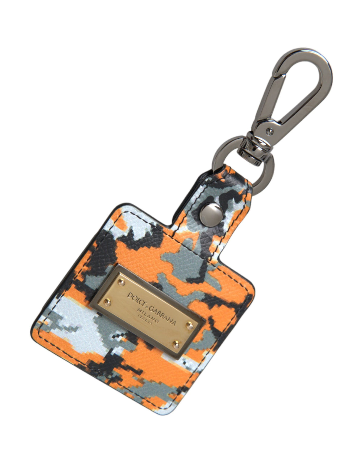 Dolce & Gabbana Leather Metal & Silicone Earbuds Carrying Case - Multicolor Camouflage Print