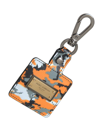 Dolce & Gabbana Leather Metal & Silicone Earbuds Carrying Case - Multicolor Camouflage Print