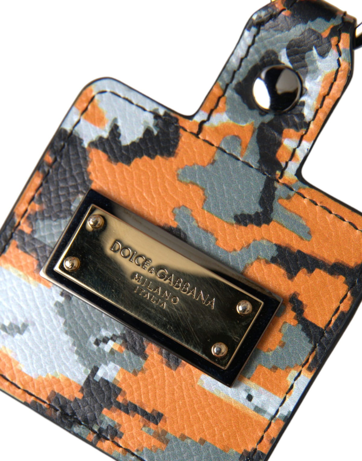 Dolce & Gabbana Leather Metal & Silicone Earbuds Carrying Case - Multicolor Camouflage Print