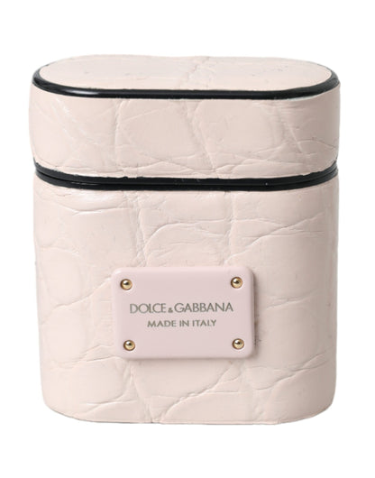 Dolce & Gabbana Metal Silicone & Caiman Leather Earbuds Carrying Case - Pink