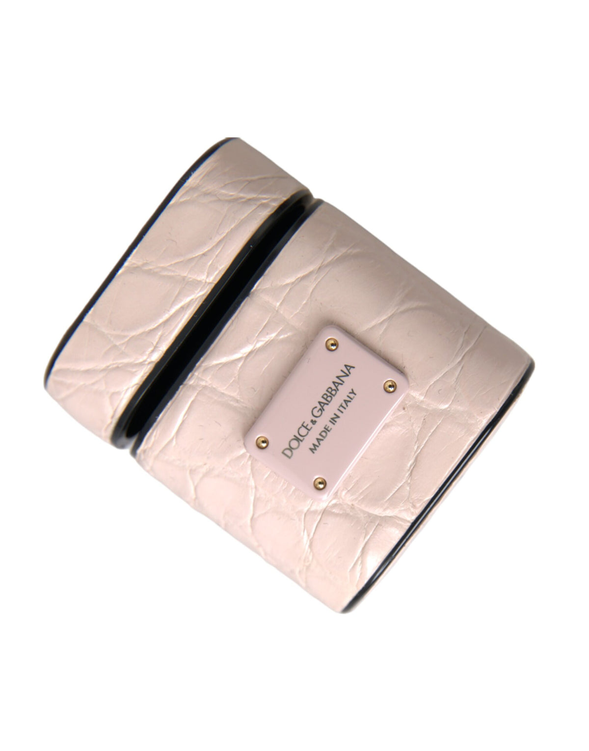 Dolce & Gabbana Metal Silicone & Caiman Leather Earbuds Carrying Case - Pink