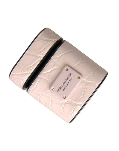 Dolce & Gabbana Metal Silicone & Caiman Leather Earbuds Carrying Case - Pink