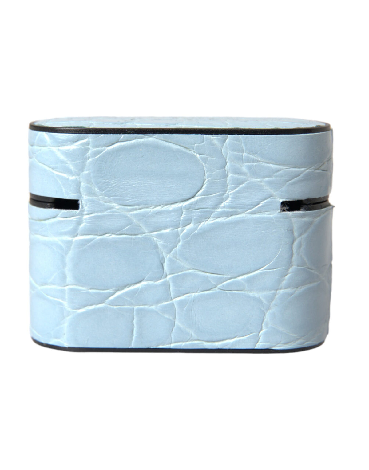 Dolce & Gabbana Metal Silicone & Caiman Leather Earbuds Carrying Case - Light Blue