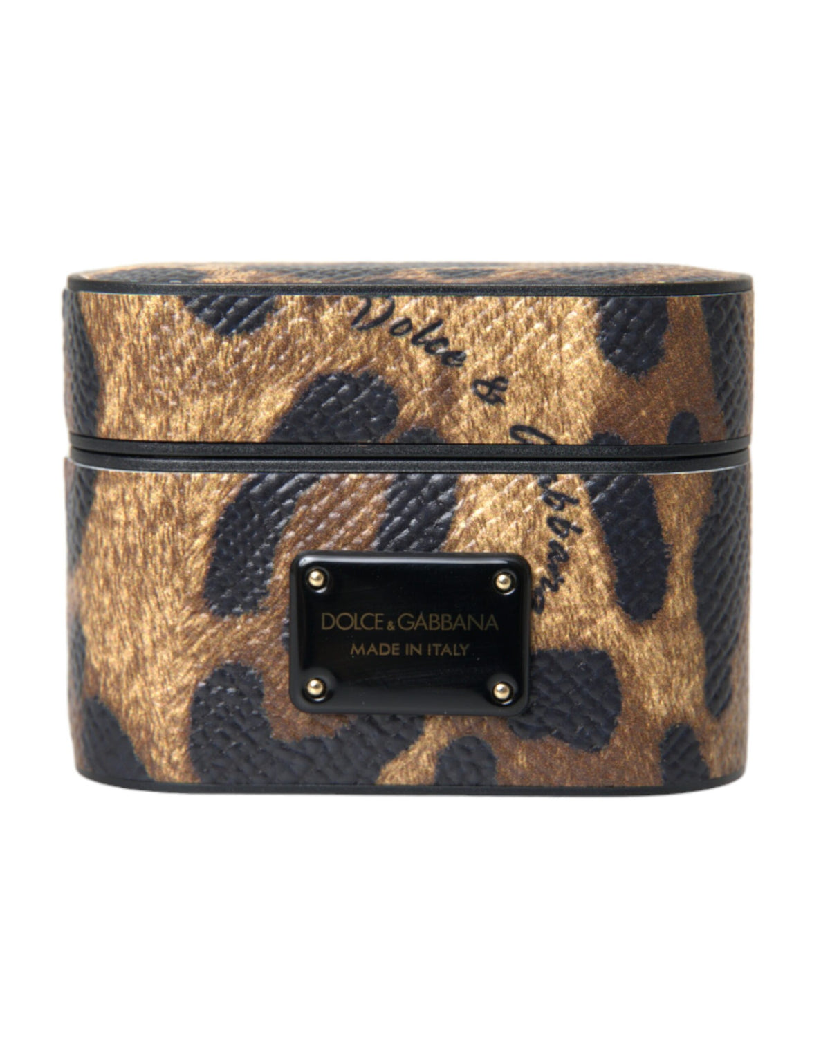 Dolce & Gabbana Calf Leather Metal & Silicone Earbuds Carrying Case - Brown
