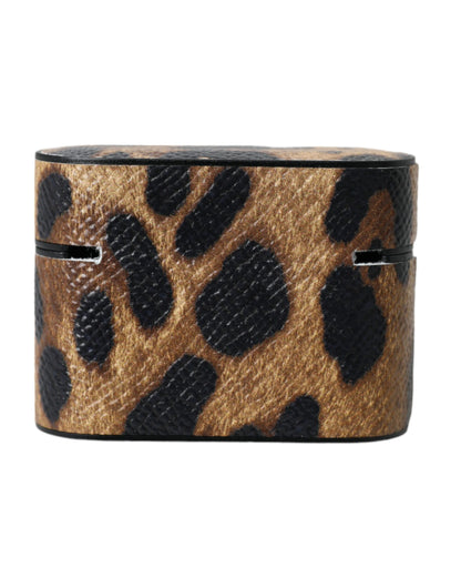Dolce & Gabbana Calf Leather Metal & Silicone Earbuds Carrying Case - Brown