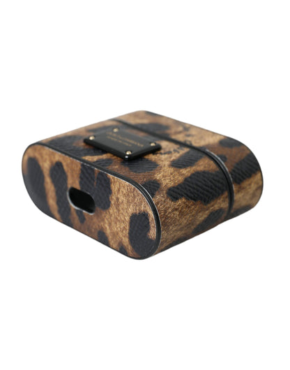 Dolce & Gabbana Calf Leather Metal & Silicone Earbuds Carrying Case - Brown