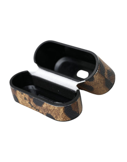 Dolce & Gabbana Calf Leather Metal & Silicone Earbuds Carrying Case - Brown