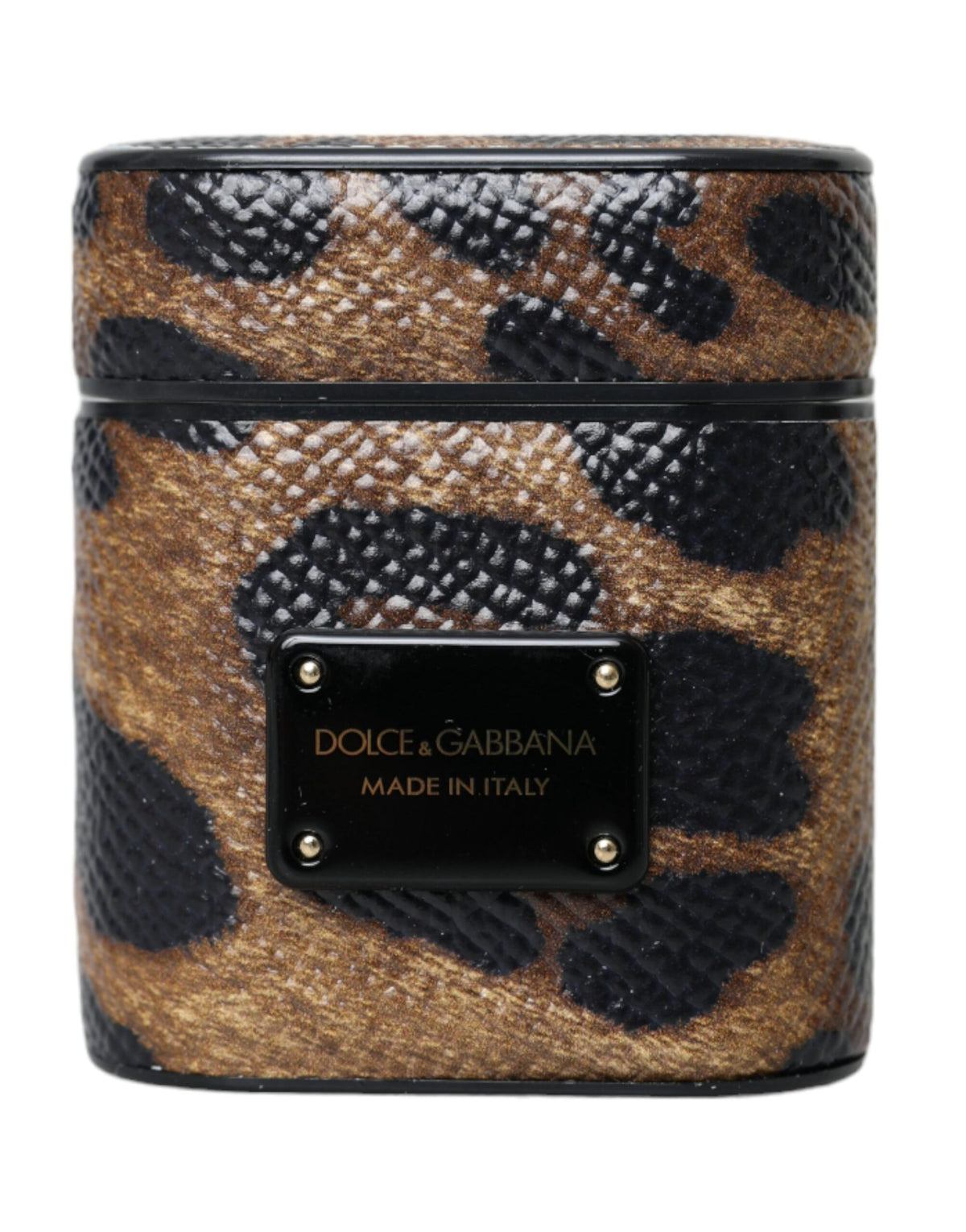 Dolce & Gabbana Calf Leather Metal & Silicone Earbuds Carrying Case - Brown