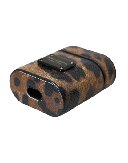 Dolce & Gabbana Calf Leather Metal & Silicone Earbuds Carrying Case - Brown