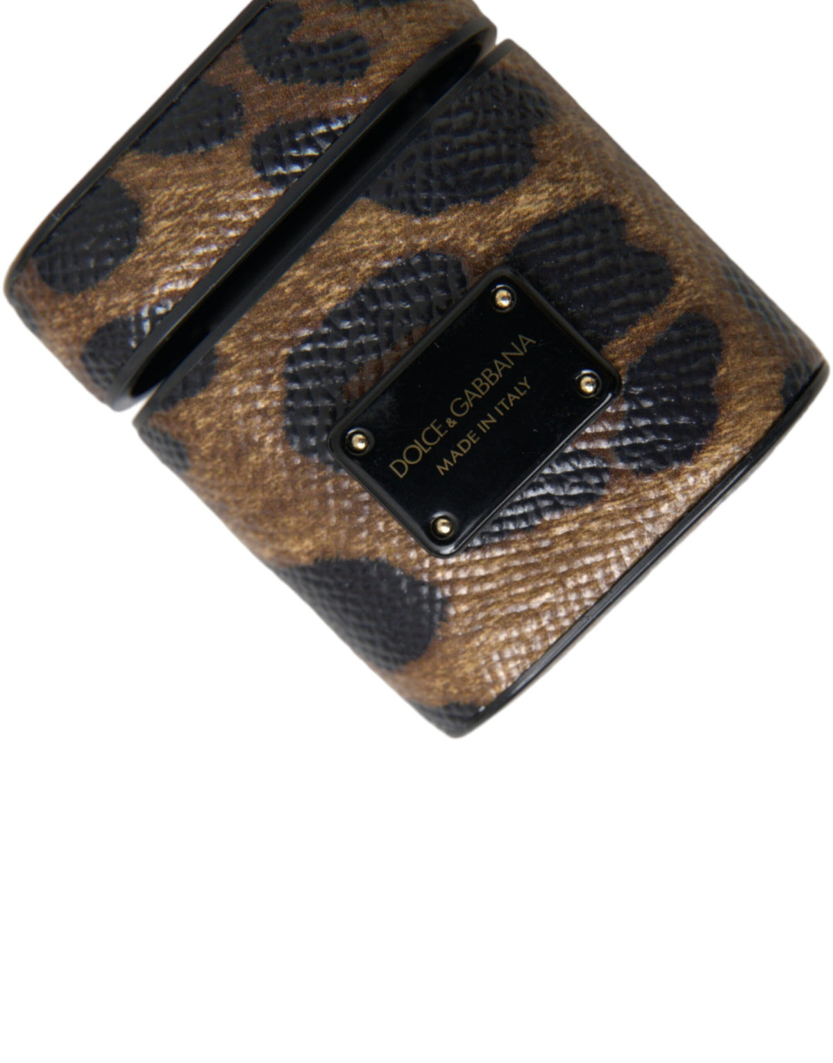 Dolce & Gabbana Calf Leather Metal & Silicone Earbuds Carrying Case - Brown