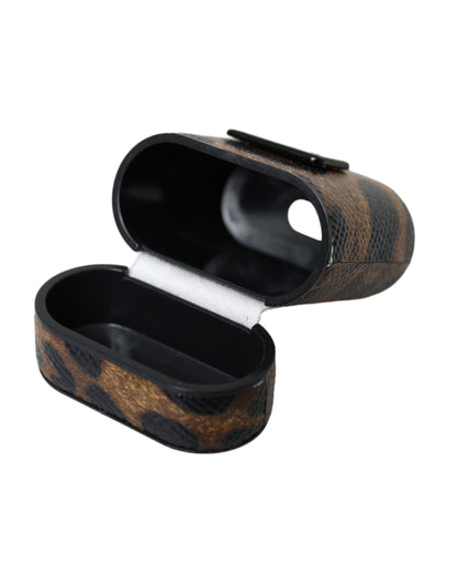 Dolce & Gabbana Calf Leather Metal & Silicone Earbuds Carrying Case - Brown