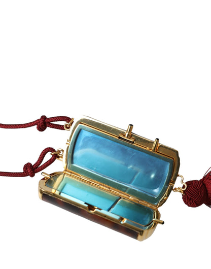 Dolce & Gabbana Leather Metal Mini Toiletry Bag - Brown Gold