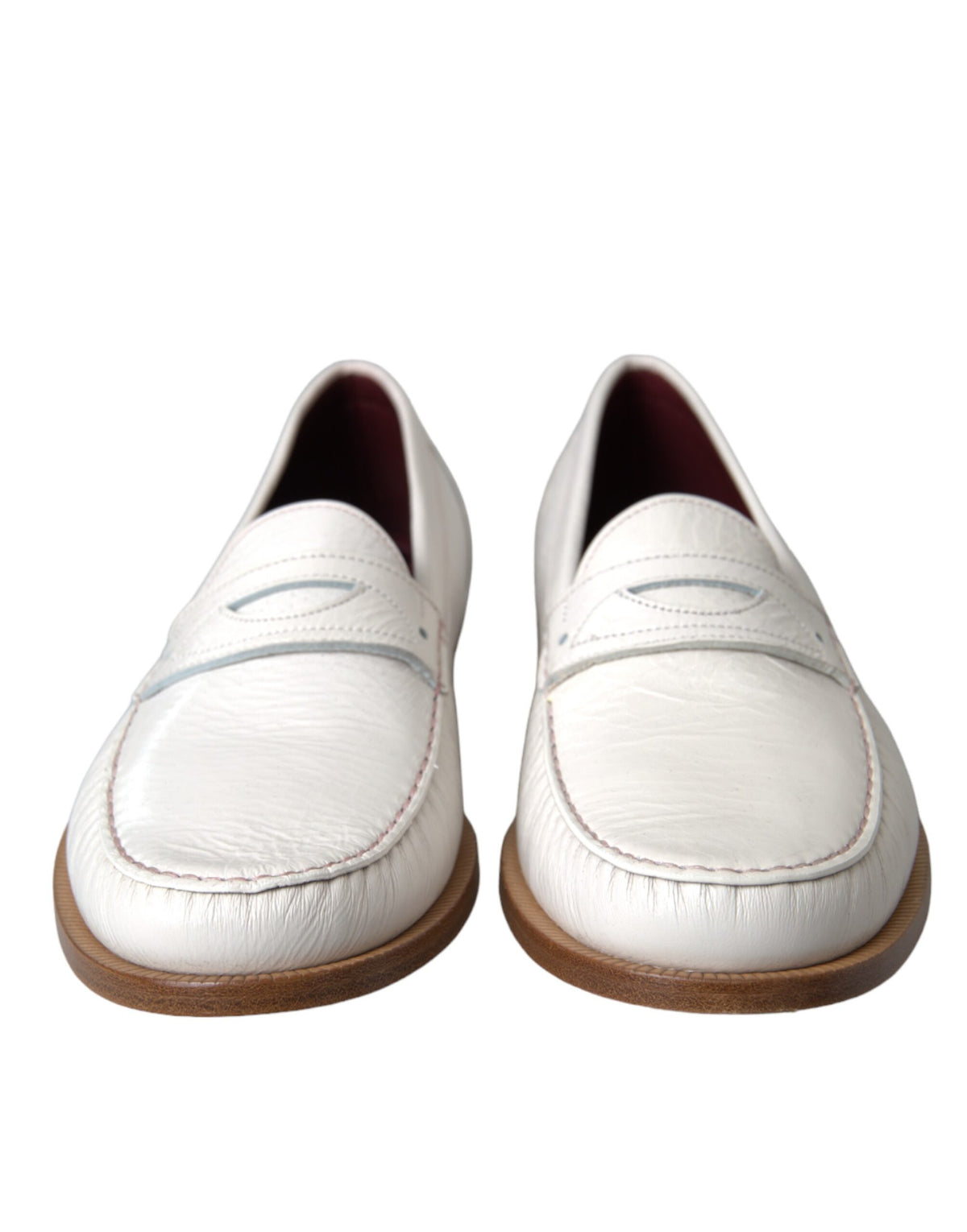 Dolce & Gabbana Men's Leather Flat Moccasin Moccasins Loafer Slip-On Shoes - White