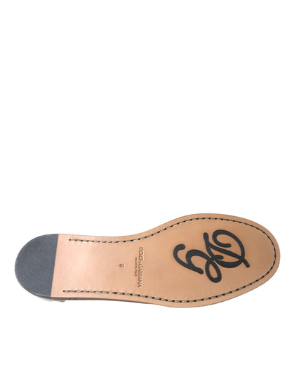 Dolce & Gabbana Men's Leather Flat Moccasin Moccasins Loafer Slip-On Shoes - White