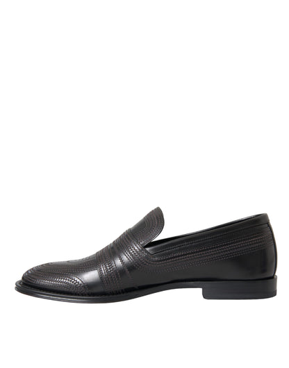 Dolce & Gabbana Men's Calfskin Leather Loafer Shoes - Black Brown