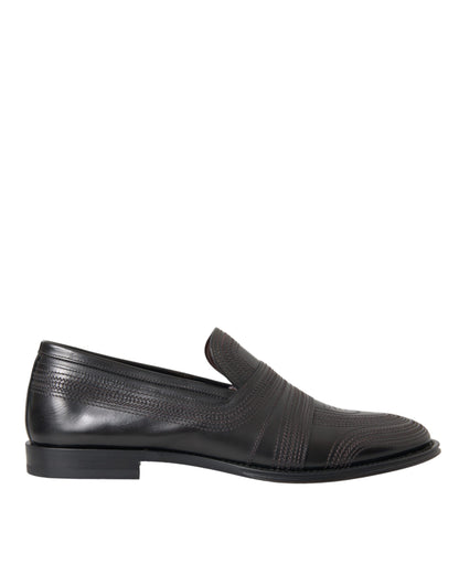 Dolce & Gabbana Men's Calfskin Leather Loafer Shoes - Black Brown