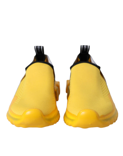 Dolce & Gabbana Women's Slip On Nylon Polyester & Viscose Sneakers - Black Yellow