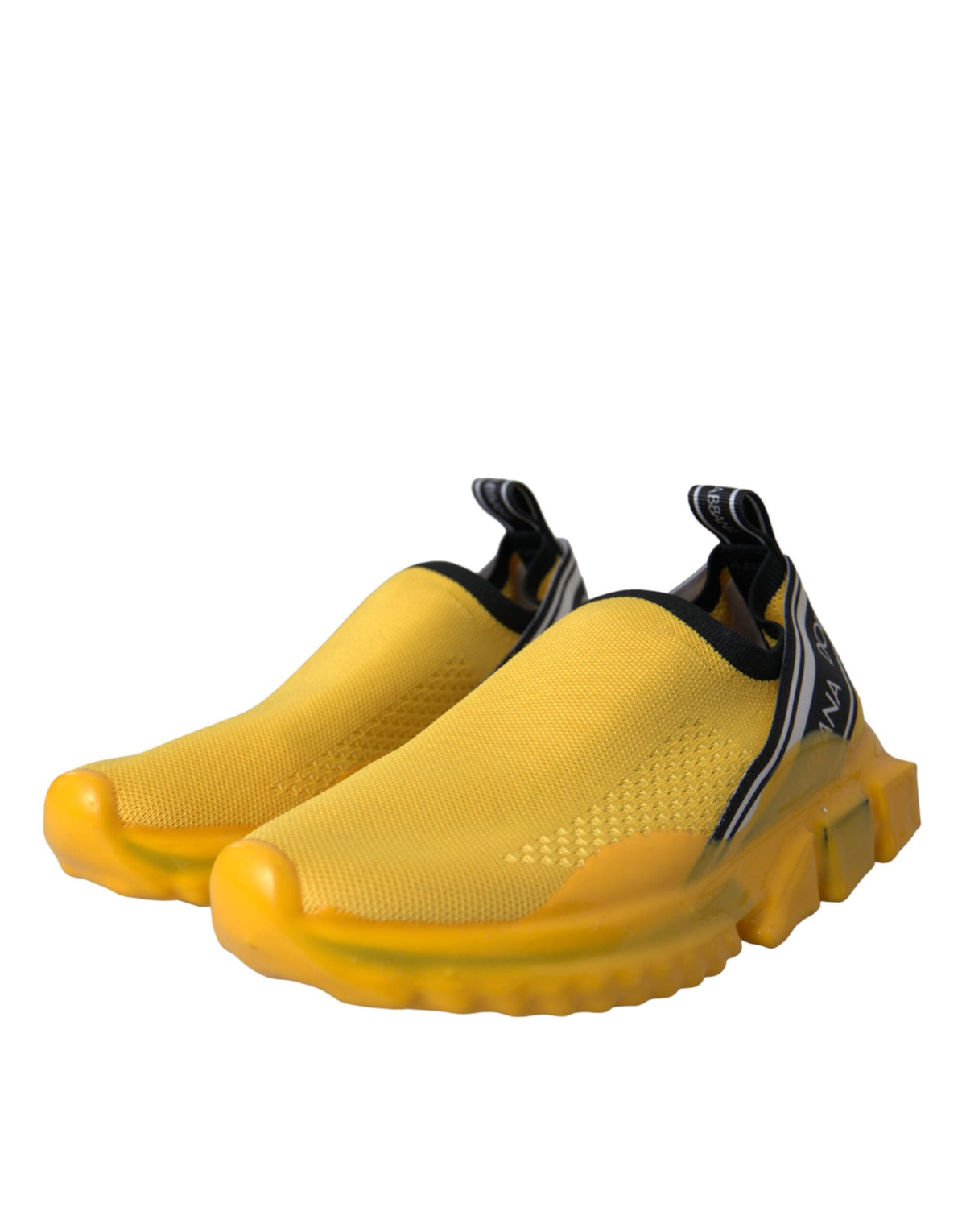 Dolce & Gabbana Women's Slip On Nylon Polyester & Viscose Sneakers - Black Yellow