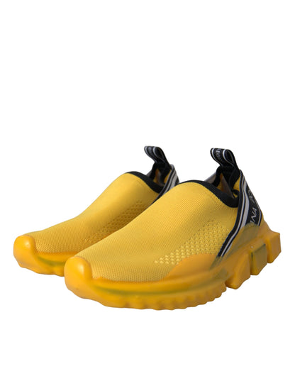 Dolce & Gabbana Women's Slip On Nylon Polyester & Viscose Sneakers - Black Yellow