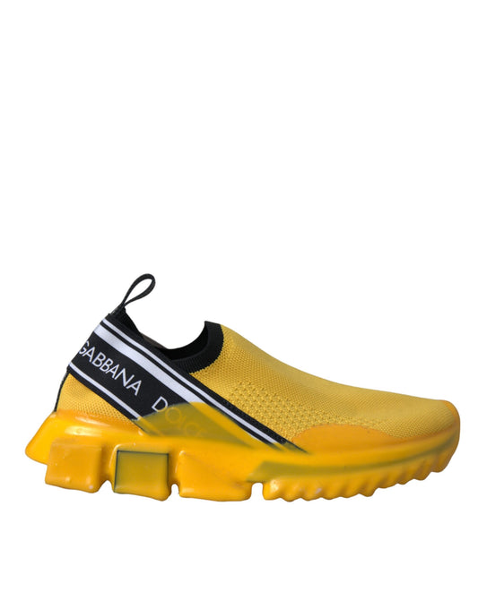 Dolce & Gabbana Women's Slip On Nylon Polyester & Viscose Sneakers - Black Yellow