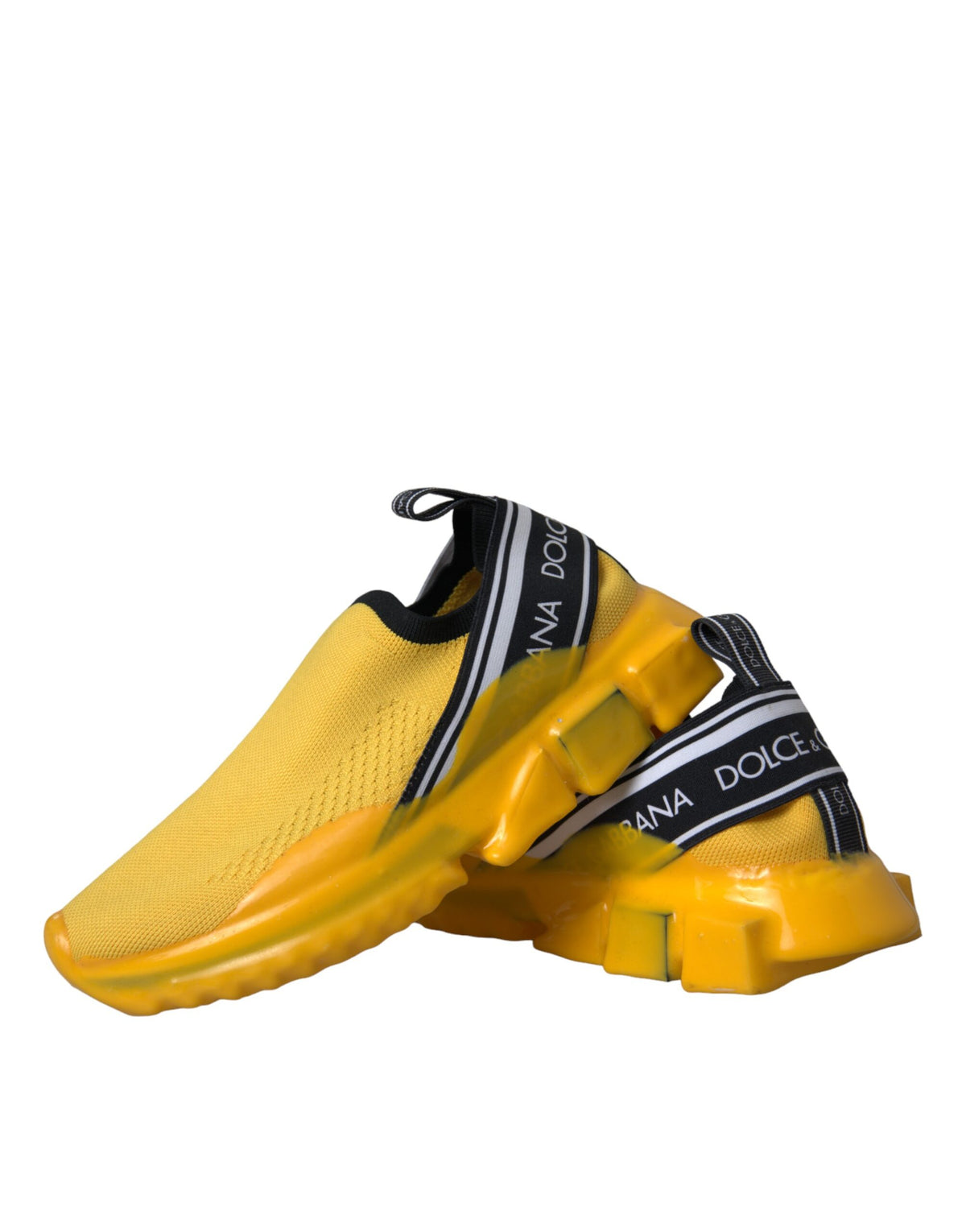 Dolce & Gabbana Women's Slip On Nylon Polyester & Viscose Sneakers - Black Yellow