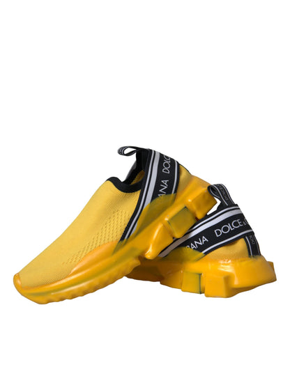 Dolce & Gabbana Women's Slip On Nylon Polyester & Viscose Sneakers - Black Yellow