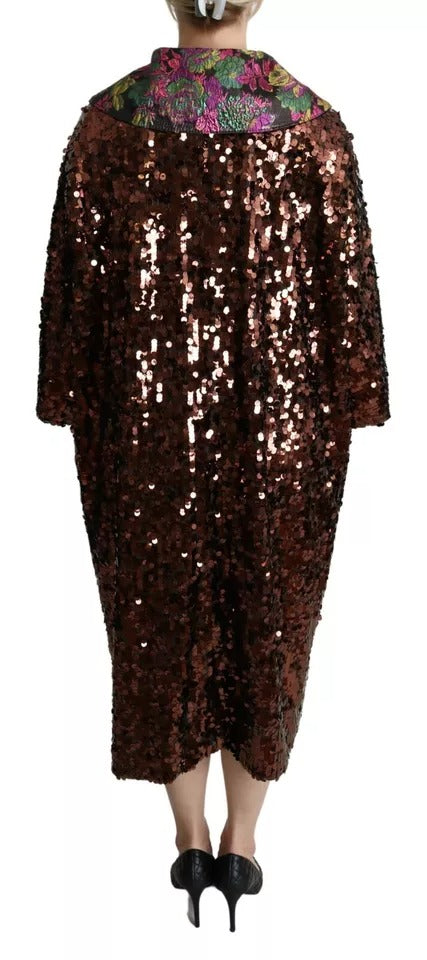 Dolce & Gabbana Women's Multicolor Sequined Long Coat Jaquard Jacket