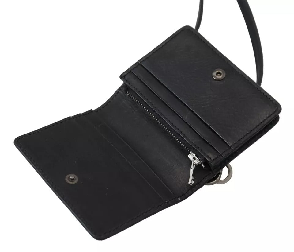 Dolce & Gabbana Leather Metal Wallet - Black Silver