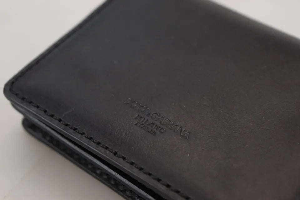 Dolce & Gabbana Leather Metal Wallet - Black Silver