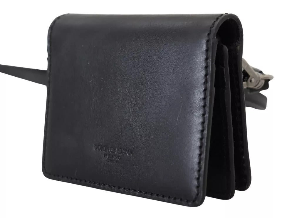 Dolce & Gabbana Leather Metal Wallet - Black Silver