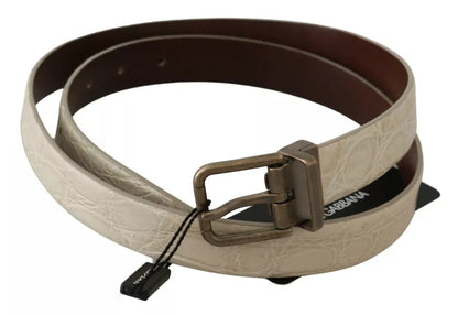 Dolce & Gabbana Caiman Leather Belt - Beige Gold