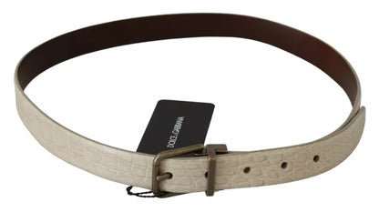 Dolce & Gabbana Caiman Leather Belt - Beige Gold