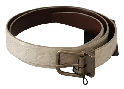 Dolce & Gabbana Caiman Leather Belt - Beige Gold