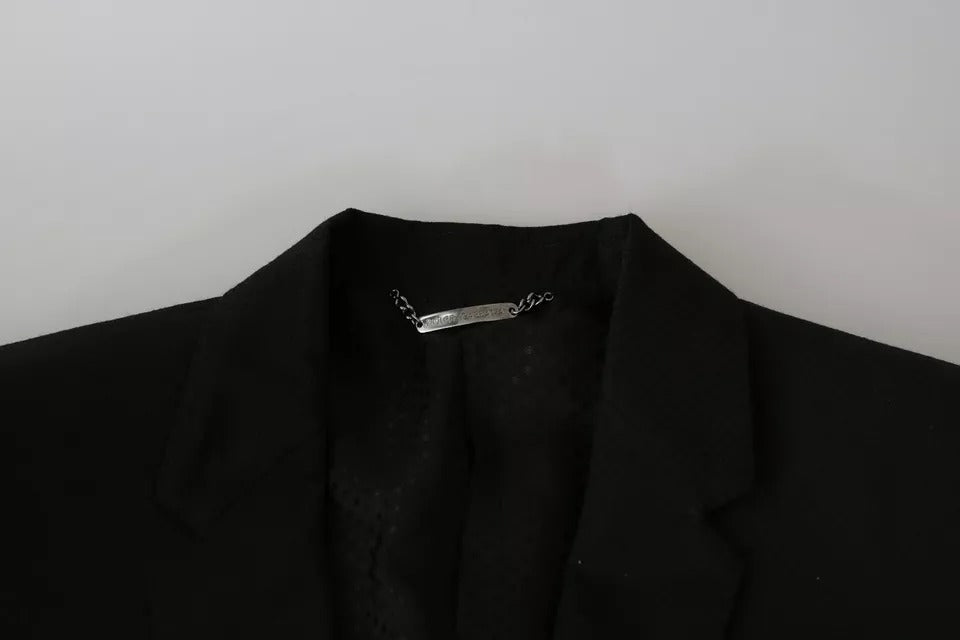 Dolce & Gabbana Men's Single Breasted Acetate Polyester Viscose & Wool Blazer - Black