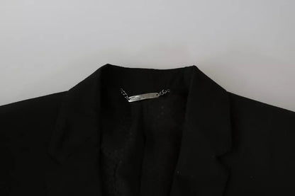 Dolce & Gabbana Men's Single Breasted Acetate Polyester Viscose & Wool Blazer - Black
