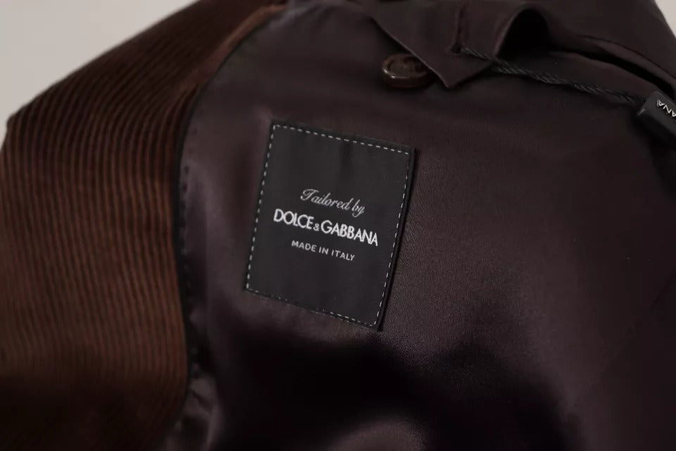 Dolce & Gabbana Men's Single Breasted Corduroy Cotton & Silk Blazer - Brown