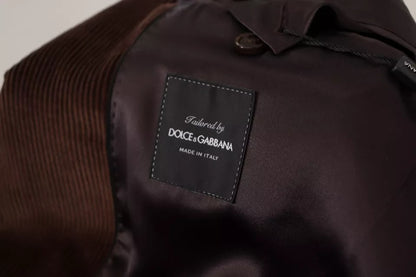 Dolce & Gabbana Men's Single Breasted Corduroy Cotton & Silk Blazer - Brown