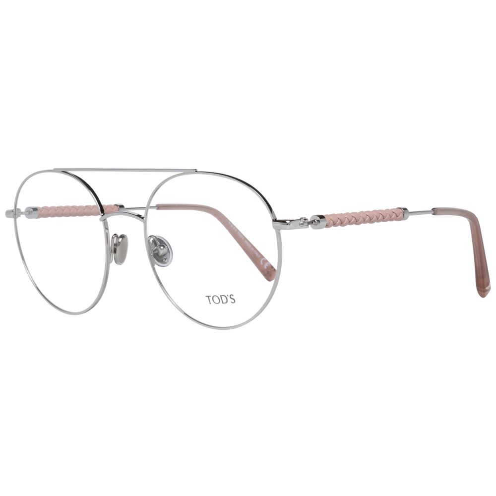 Eyeglasses Frames by Tod's for women in and silver showcases an refined full-frame frame design featuring a sophisticated silver coloured frame for an refined and refined aesthetic.