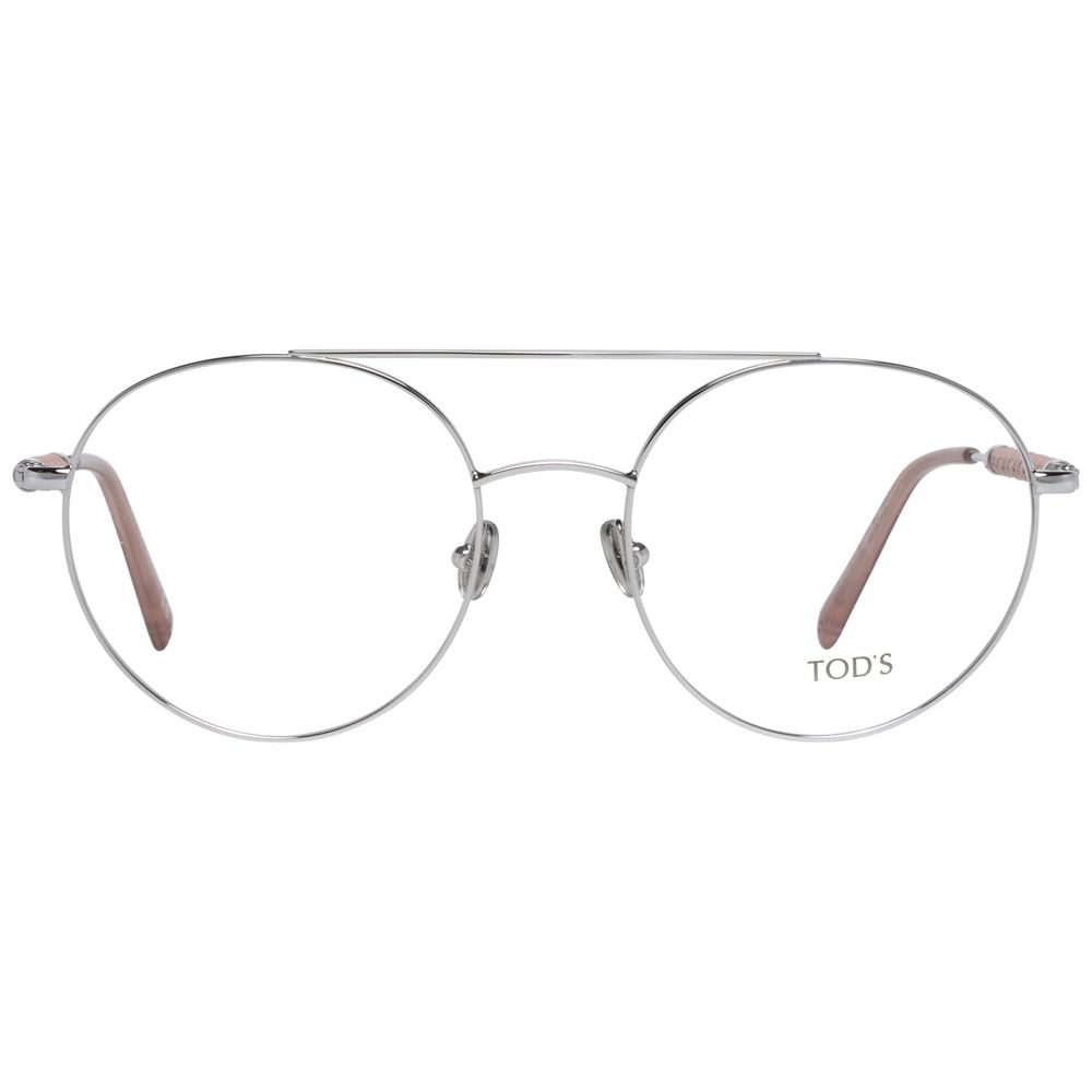 Eyeglasses Frames by Tod's for women in silver features an refined silhouette, showcasing a sophisticated silver coloured frame and refined full-frame frame design for a refined look.