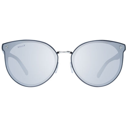 Sunglasses by Bally for women in gray features an ethereal full-rim round frame design with gray coloured frame frames and mirrored category-3-dark-tint lens for a ethereal finish.