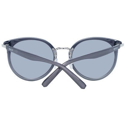 Sunglasses by Bally for women in gray showcases a ethereal silhouette, featuring gray coloured frame full-rim round frame design with mirrored category-3-dark-tint lens for a ethereal finish.
